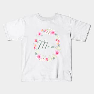 Mom pink watercolor wreath Kids T-Shirt